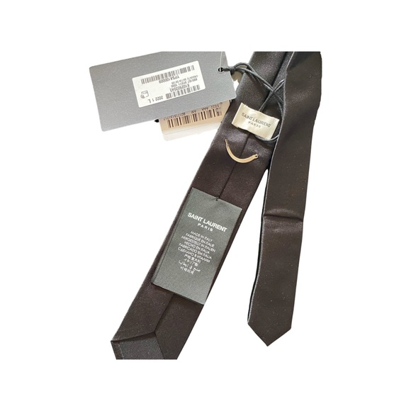 Saint Laurent: black 100% silk/ seta slim fit tie unisex BNWT - Picture 2 of 6